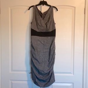 Grey sleeveless dress with ruching